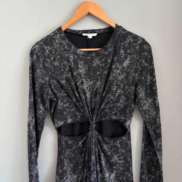 Stormy Grey Tie Dye Honey Punch Jersey Dress with Front Cut outs - Picture 2 of 9